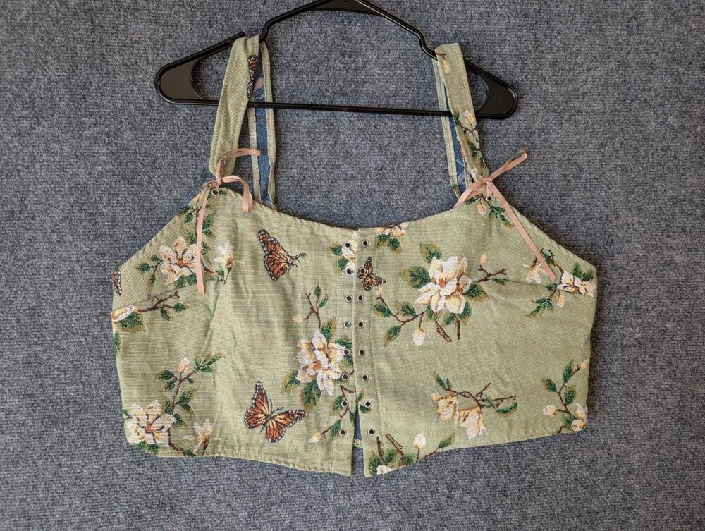 Women Y2K Renaissance Fairy Cottagecore Corset Top 3XL Plus Goblincore Vtg